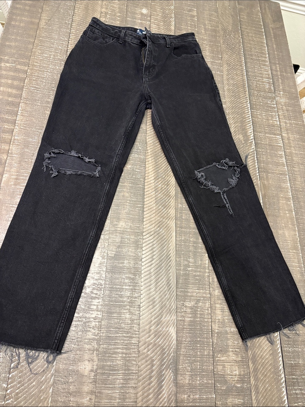 Hollister Black Straight Ripped Knee Jeans